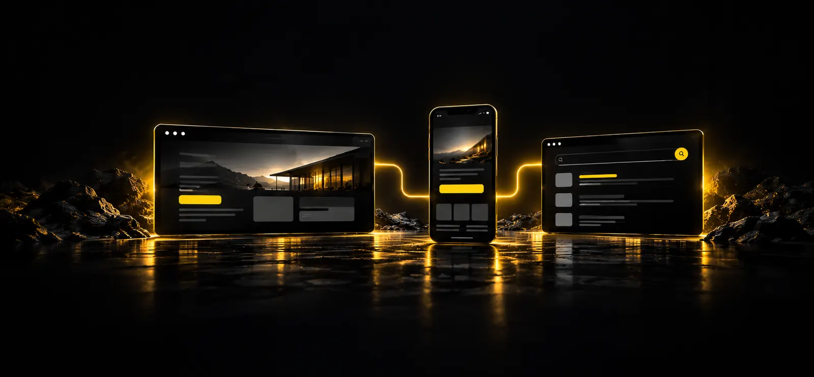 Site, landing page e SEO conectados: desktop, celular e busca